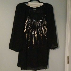 Sexy black sequined dressy tunic